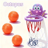 Mini basketball hoop for the bath, animal-themed toy
