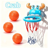 Mini basketball hoop for the bath, animal-themed toy