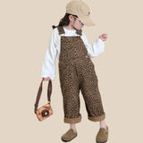 Leopard Print Overalls for Girls, Brown