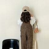 Leopard Print Overalls for Girls, Brown
