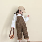 Leopard Print Overalls for Girls, Brown