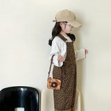 Leopard Print Overalls for Girls, Brown