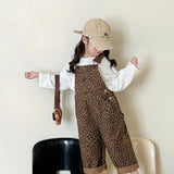 Leopard Print Overalls for Girls, Brown