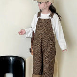 Leopard Print Overalls for Girls, Brown