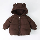 Winter coat for girls, hood with bear ears and elastic cuffs