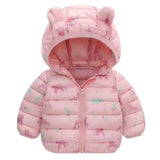 Winter coat for girls, hood with bear ears and elastic cuffs