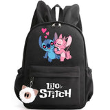 School backpack with keychain, Stitch bag