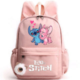 School backpack with keychain, Stitch bag