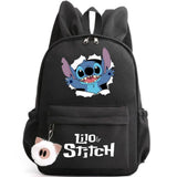 School backpack with keychain, Stitch bag