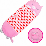 2-in-1 Kids Sleeping Bag with Pillow – Cartoon Print