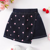 Denim Shorts Skirt for Girls 98-122, Printed Denim, Versatile and Stylish
