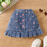 Denim Shorts Skirt for Girls 98-122, Printed Denim, Versatile and Stylish