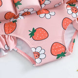 Girls' Swimsuit, Pink with UV Protection and Floats