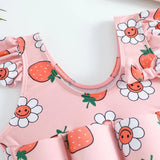 Girls' Swimsuit, Pink with UV Protection and Floats