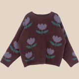 Printed sweater, brown cotton sweater for girls