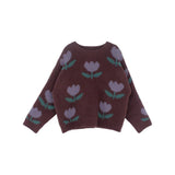 Printed sweater, brown cotton sweater for girls