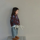 Printed sweater, brown cotton sweater for girls