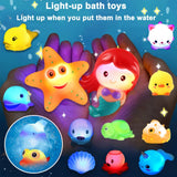 Glow-in-the-Dark Bath Toy Set, Sparkly Floating Sea Animals