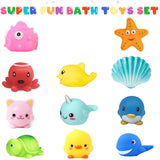 Glow-in-the-Dark Bath Toy Set, Sparkly Floating Sea Animals