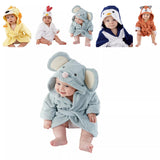 Baby bathrobe, soft and absorbent robe with animal print