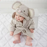 Baby bathrobe, soft and absorbent robe with animal print