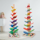 Rainbow Wooden Marble Run – Marble Tower for Kids