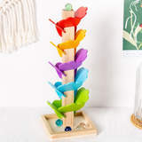 Rainbow Wooden Marble Run – Marble Tower for Kids