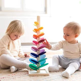 Rainbow Wooden Marble Run – Marble Tower for Kids