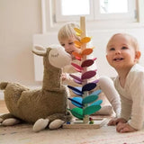 Rainbow Wooden Marble Run – Marble Tower for Kids
