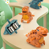 Race track with dinosaurs, cars with automatic climbing function