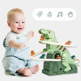 Race track with dinosaurs, cars with automatic climbing function