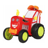Toy tractor, cartoon-style agricultural vehicle
