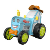 Toy tractor, cartoon-style agricultural vehicle
