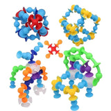Building Block Set with Suction Cups, Colorful Sensory Construction Toy