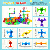 Building Block Set with Suction Cups, Colorful Sensory Construction Toy