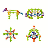 Building Block Set with Suction Cups, Colorful Sensory Construction Toy