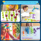 Building Block Set with Suction Cups, Colorful Sensory Construction Toy