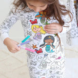 Coloring Pajama Set, Washable Pajama for Drawing and Coloring