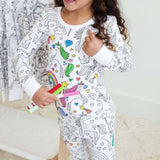 Coloring Pajama Set, Washable Pajama for Drawing and Coloring