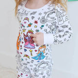 Coloring Pajama Set, Washable Pajama for Drawing and Coloring