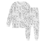 Coloring Pajama Set, Washable Pajama for Drawing and Coloring