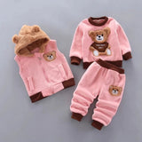 Baby Clothing Set, Jacket, Vest, and Pants with Bear