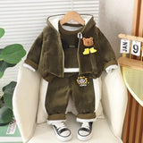 Baby clothing set, jacket, vest, and pants with bear