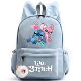 School backpack with keychain, Stitch bag