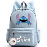 School backpack with keychain, Stitch bag