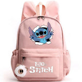 School backpack with keychain, Stitch bag