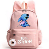 School backpack with keychain, Stitch bag