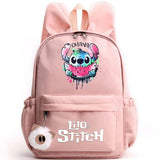 School backpack with keychain, Stitch bag