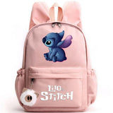 School backpack with keychain, Stitch bag