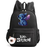 School backpack with keychain, Stitch bag